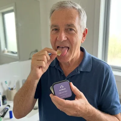 Douglas R. using an oral sleep strip